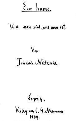 Nietzsche's sketch for the title page of Ecce Homo