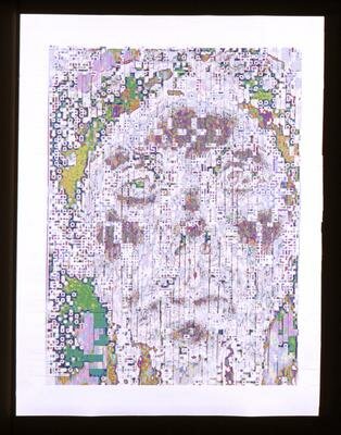 hand-woven digital print on watercolor paper 